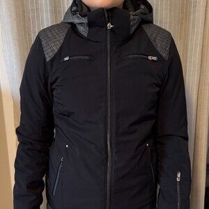 Spyder Women's Tresh Jacket size 8 Black with accent grey zip off hood LIKE NEW